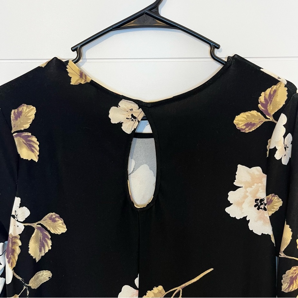 Bobbie Brooks Black Dress with Floral Accents Size M Classic Soft Boho Feminine - Picture 11 of 11